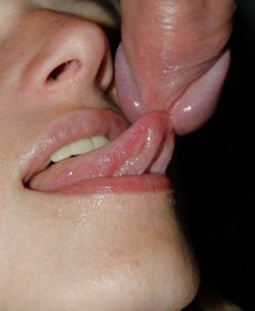 Gentle blowjob with beautiful lips close-up