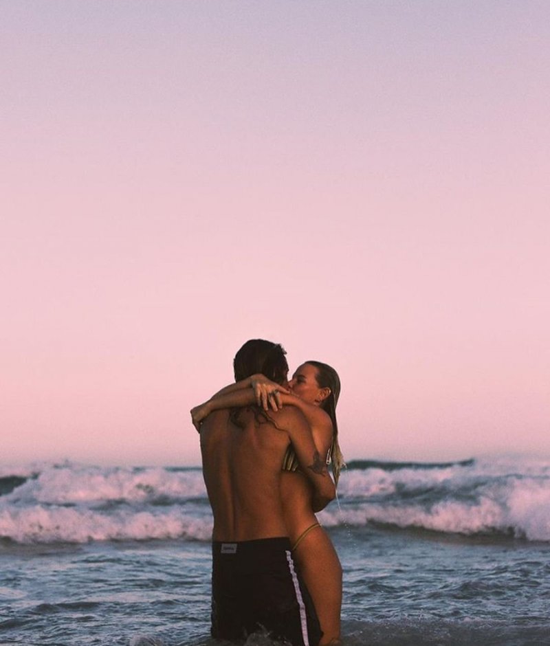 In love couples on the beach