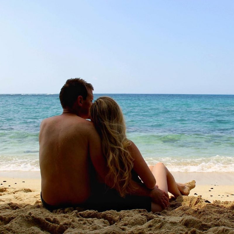 A couple in love on the beach