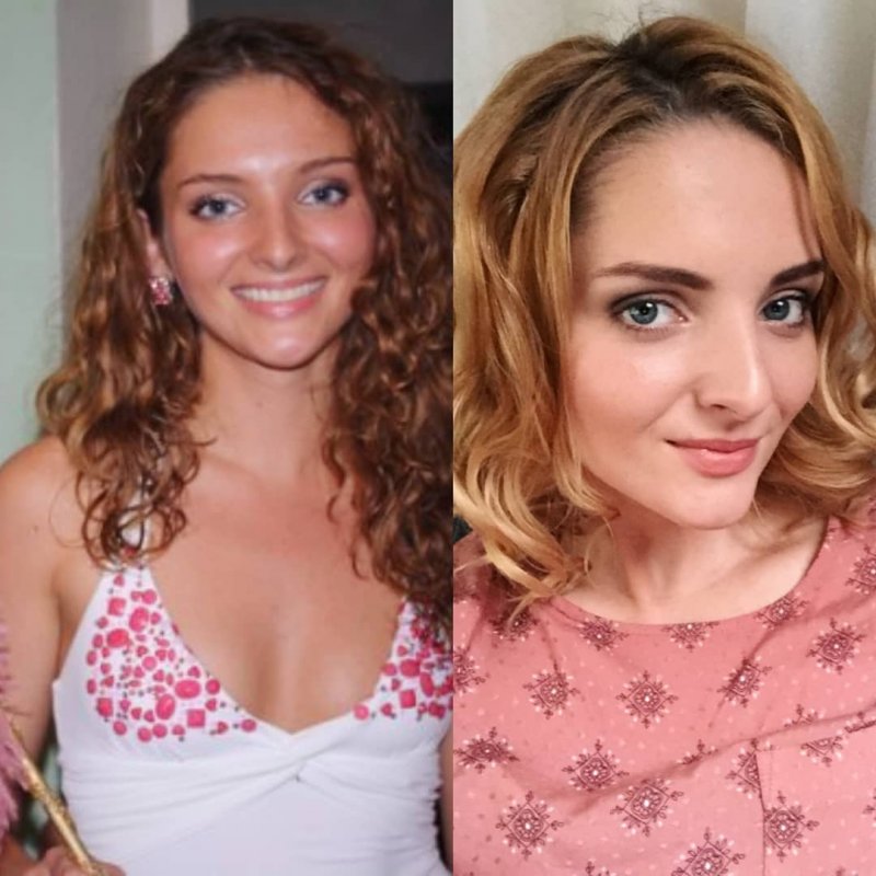 Naked blonde near the pool