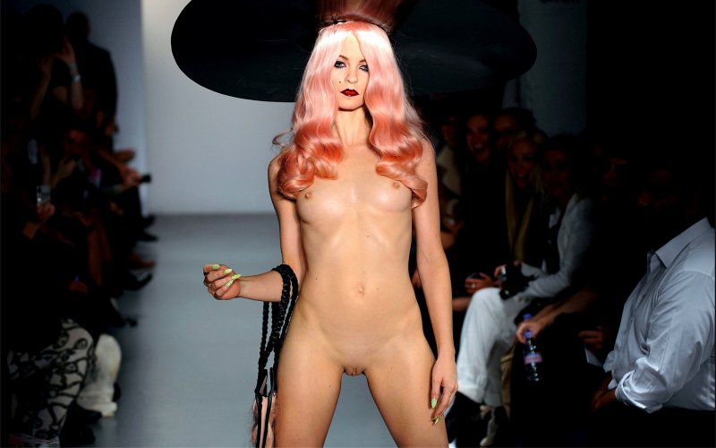 Fashion show with bare breasts
