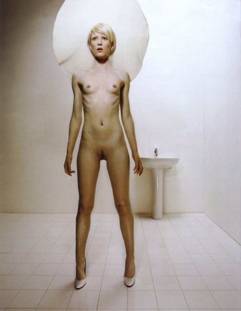 Naked butt of models on the catwalk