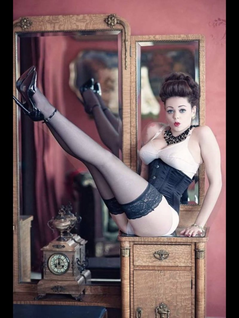 Erotic photo shoot in the style of retro