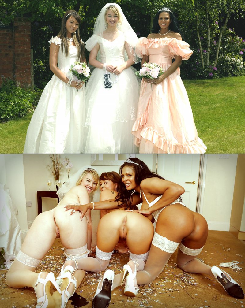 Naked brides in a circle