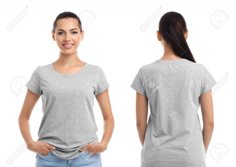 Gray T -shirt in front and back