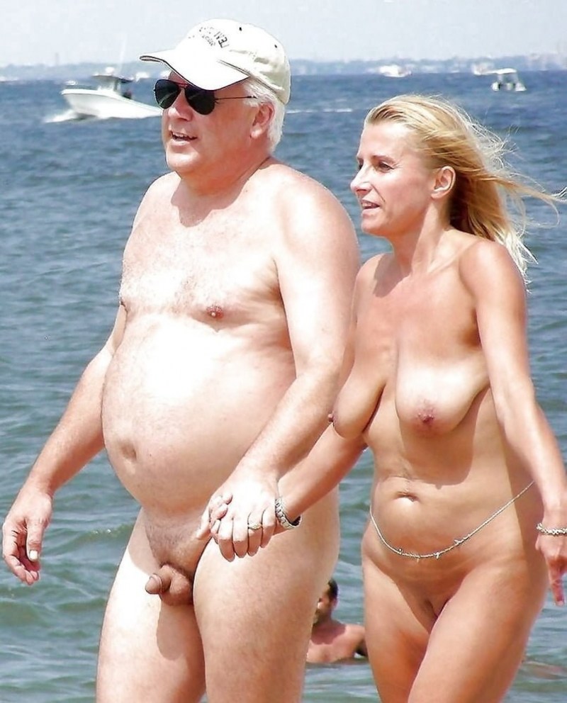 Naked elderly couples on the beach