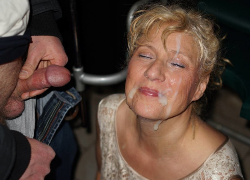 Elderly women cum in the mouth of a private