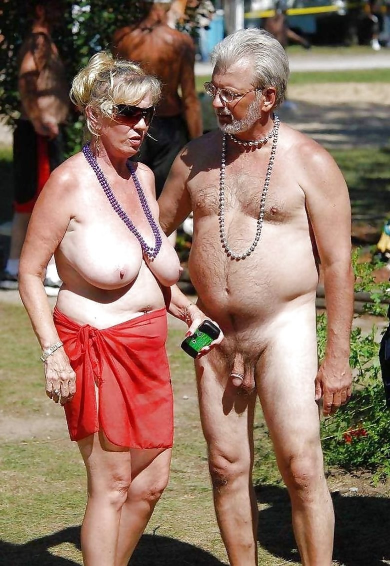 Mature pairs on a nudist beach