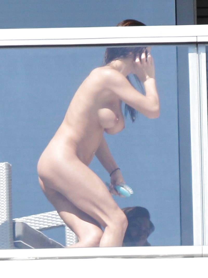 Naked celebrities on the balcony