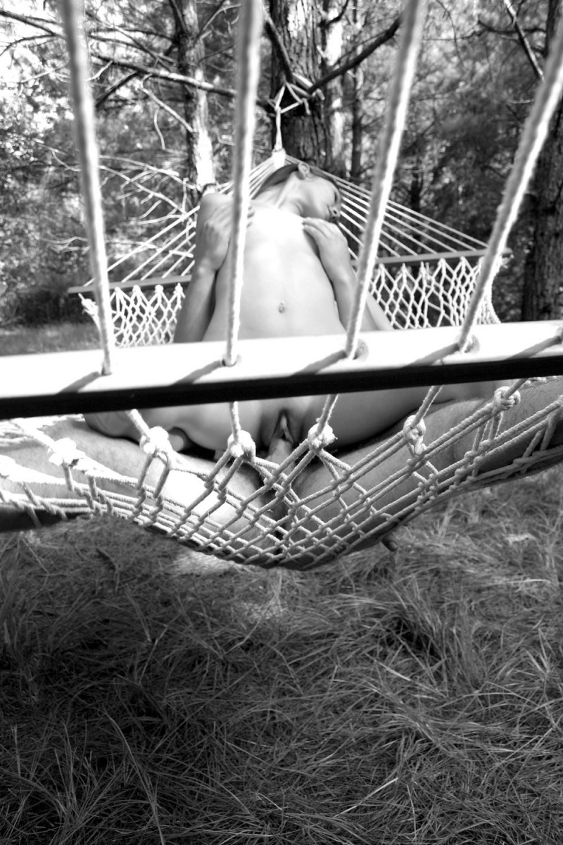Girls without panties in hammock