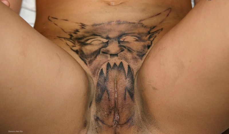 Erotic tattoos on the pubis