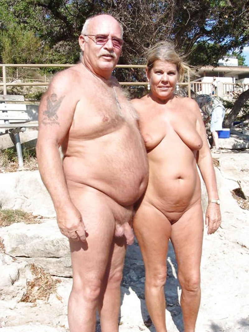 Naked elderly couples on the beach