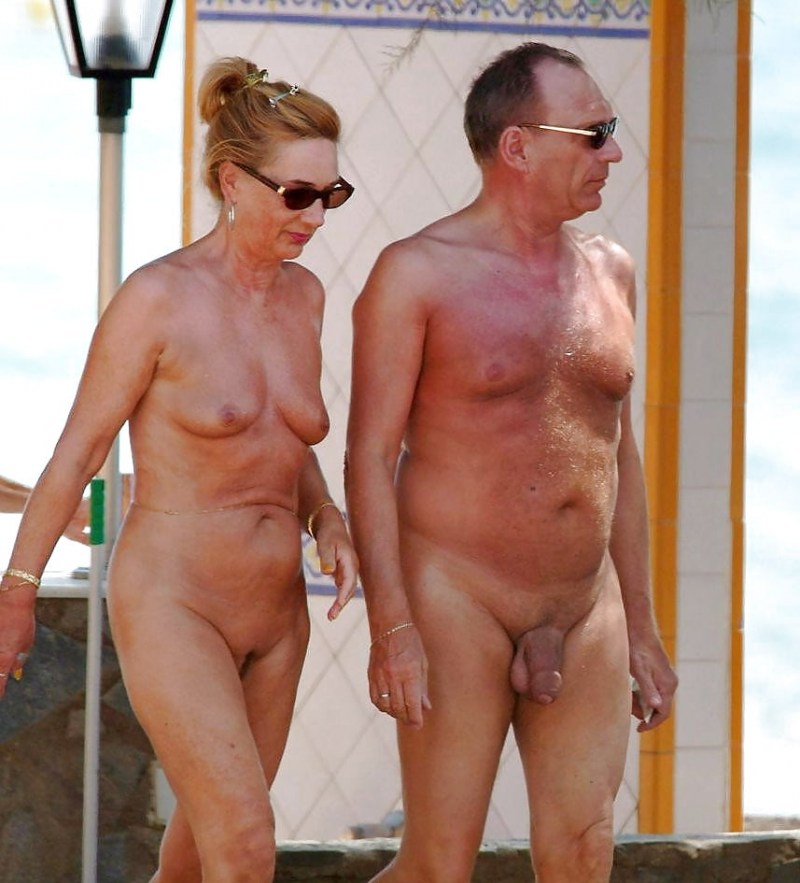 Naked elderly couples on the beach