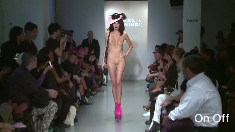 Girls undress on the catwalk