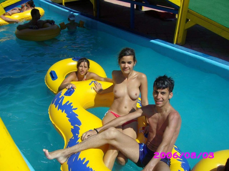 Naked girls in the water park
