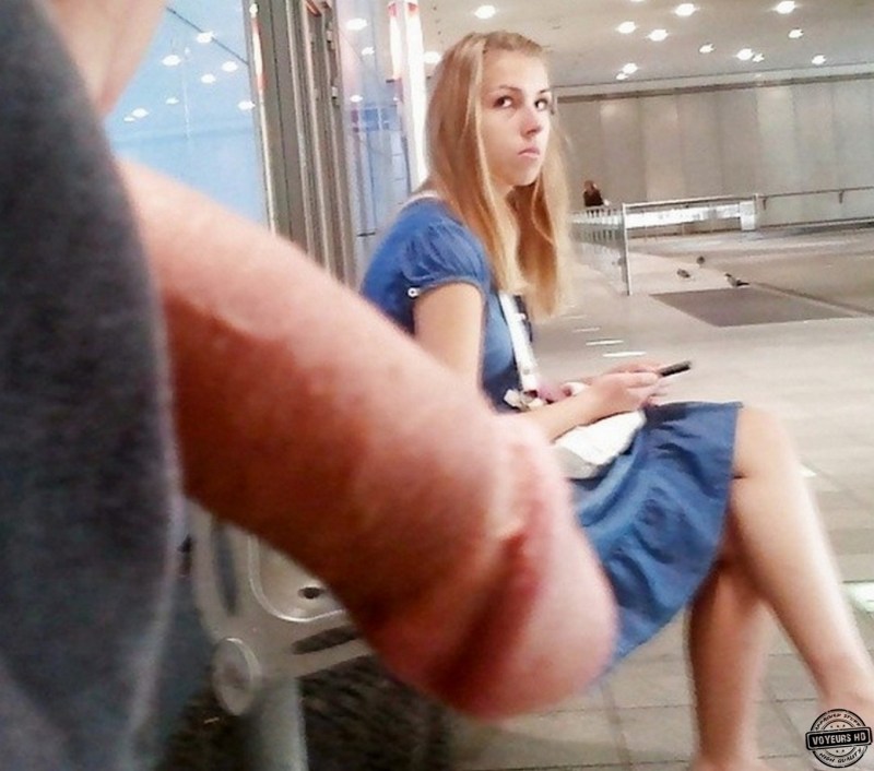 Lit pussy in a public place
