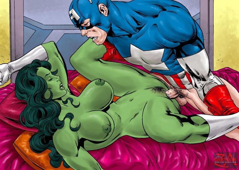 Man spider and woman Hulk hentai