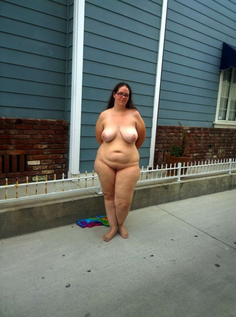 Naked women fat on the street