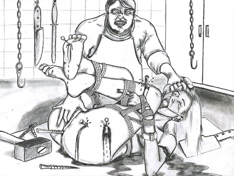 BDSM drawings torture by enema