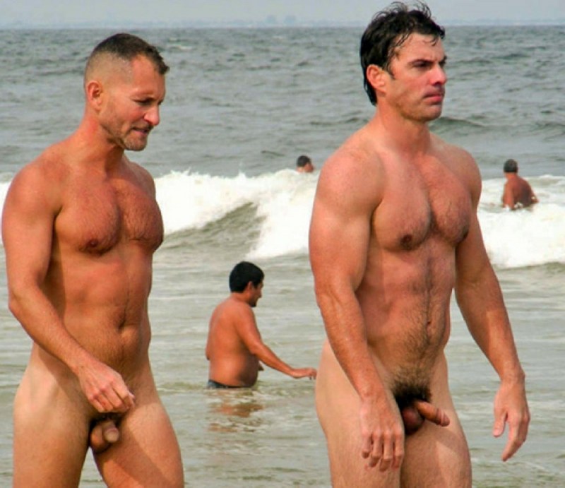Naked Russian men on the beach