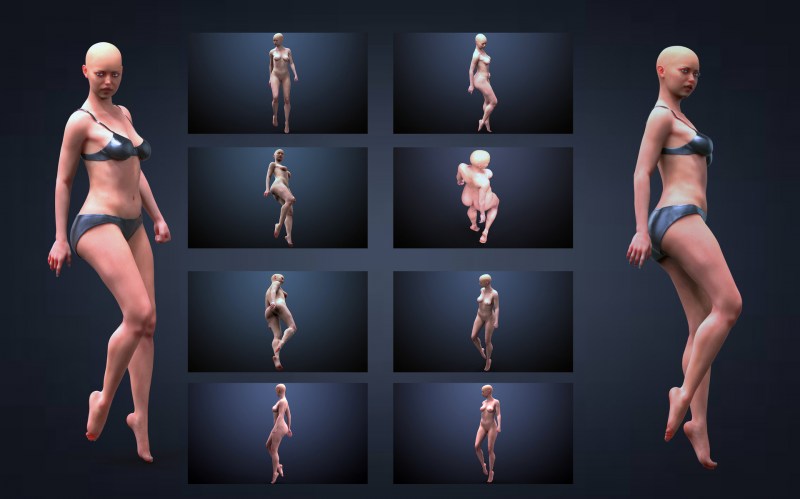 The figure of a woman from different angles