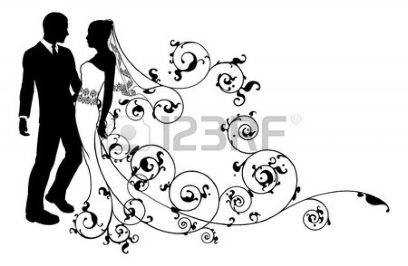 The silhouette of the bride and bride Vector