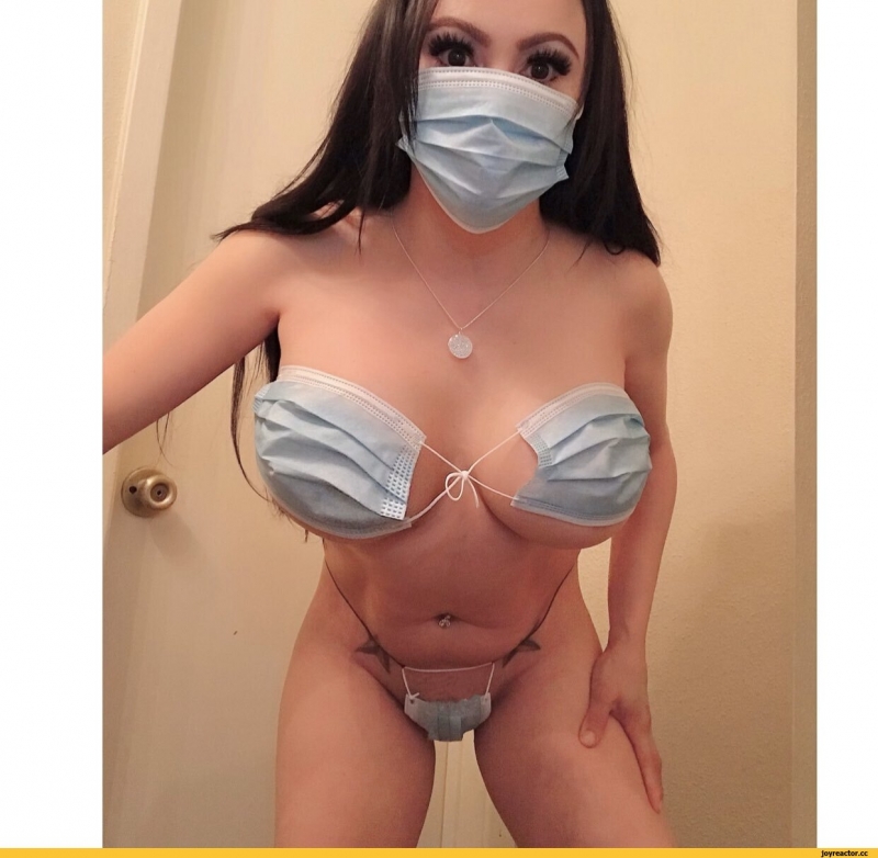 Naked women in medical masks