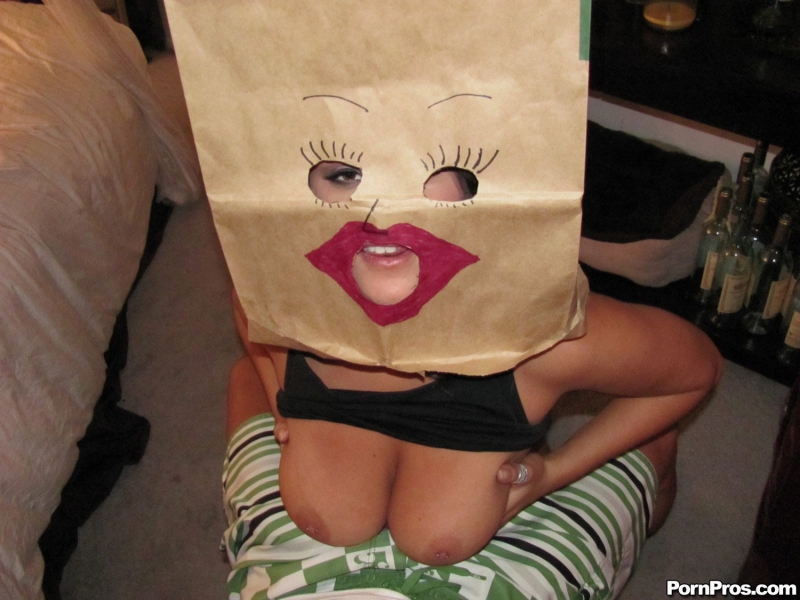 Naked woman with a bag on her head
