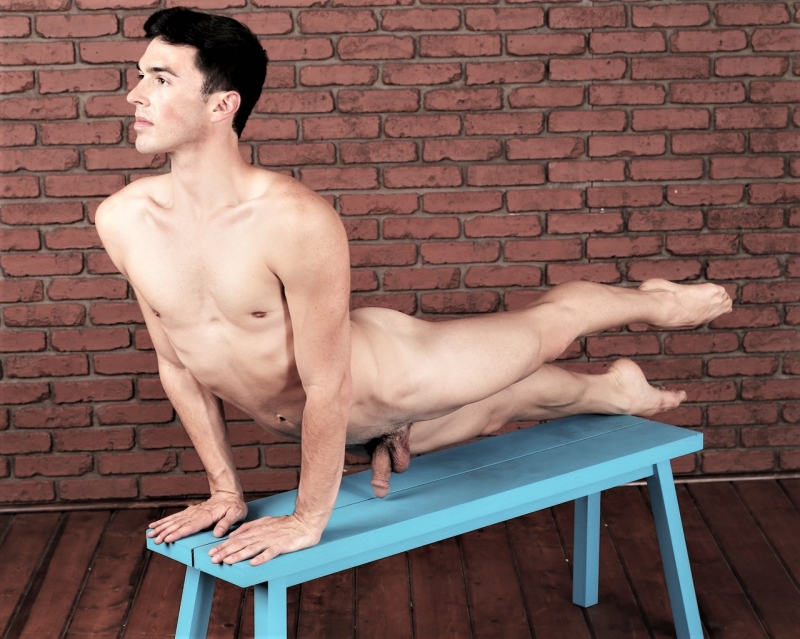 Naked guy gymnastics